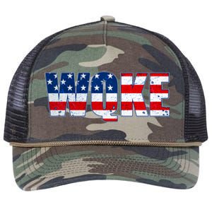 WQKE Woke QAnon American Flag Retro Rope Trucker Hat Cap