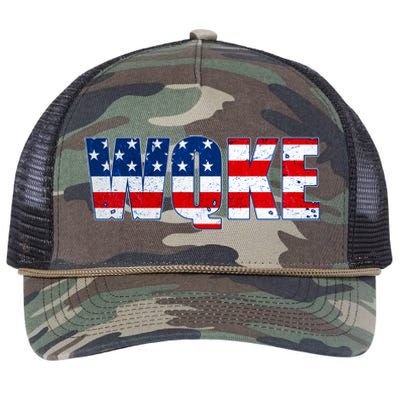 WQKE Woke QAnon American Flag Retro Rope Trucker Hat Cap