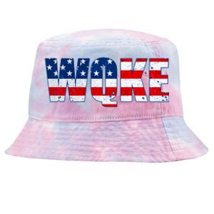 WQKE Woke QAnon American Flag Tie-Dyed Bucket Hat