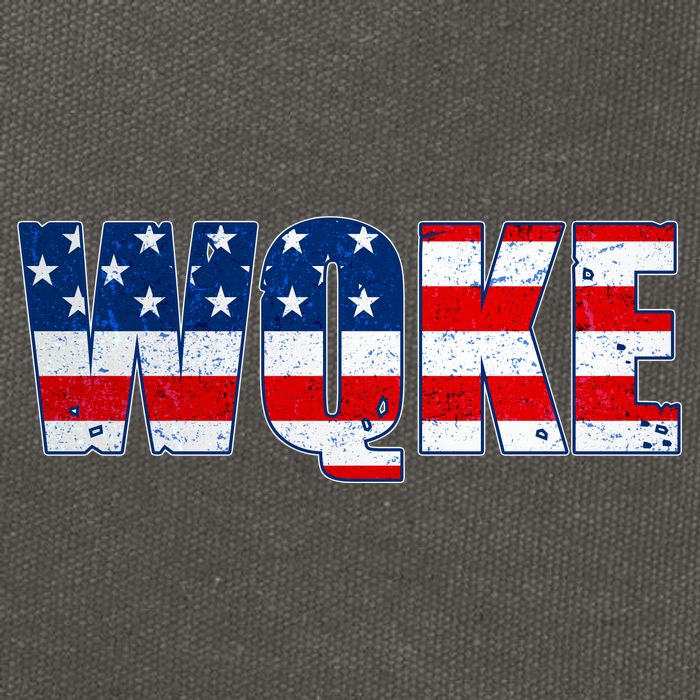 WQKE Woke QAnon American Flag Cotton Canvas Backpack