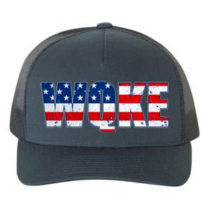 WQKE Woke QAnon American Flag Yupoong Adult 5-Panel Trucker Hat