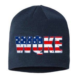 WQKE Woke QAnon American Flag Sustainable Beanie