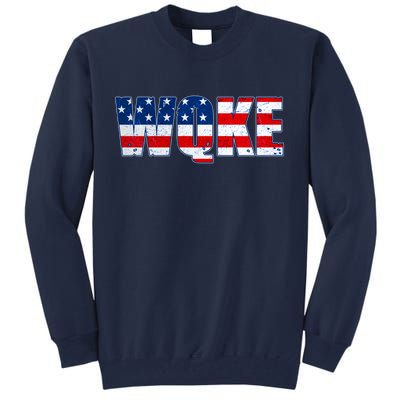 WQKE Woke QAnon American Flag Tall Sweatshirt