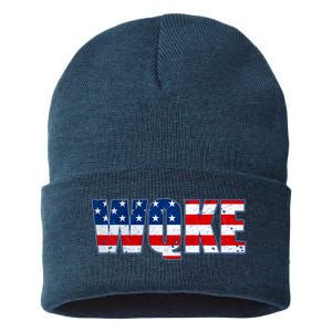 WQKE Woke QAnon American Flag Sustainable Knit Beanie