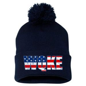 WQKE Woke QAnon American Flag Pom Pom 12in Knit Beanie