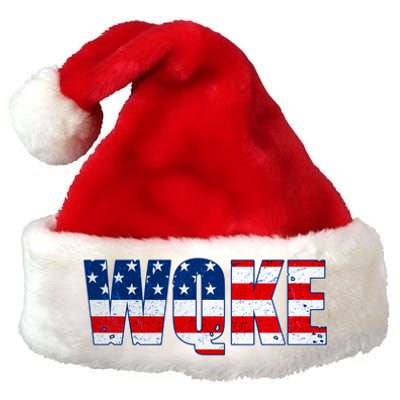 WQKE Woke QAnon American Flag Premium Christmas Santa Hat