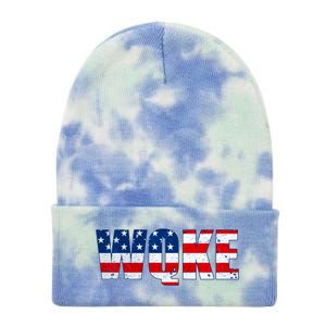 WQKE Woke QAnon American Flag Tie Dye 12in Knit Beanie