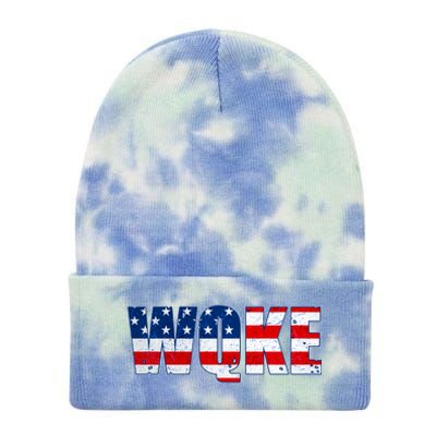 WQKE Woke QAnon American Flag Tie Dye 12in Knit Beanie