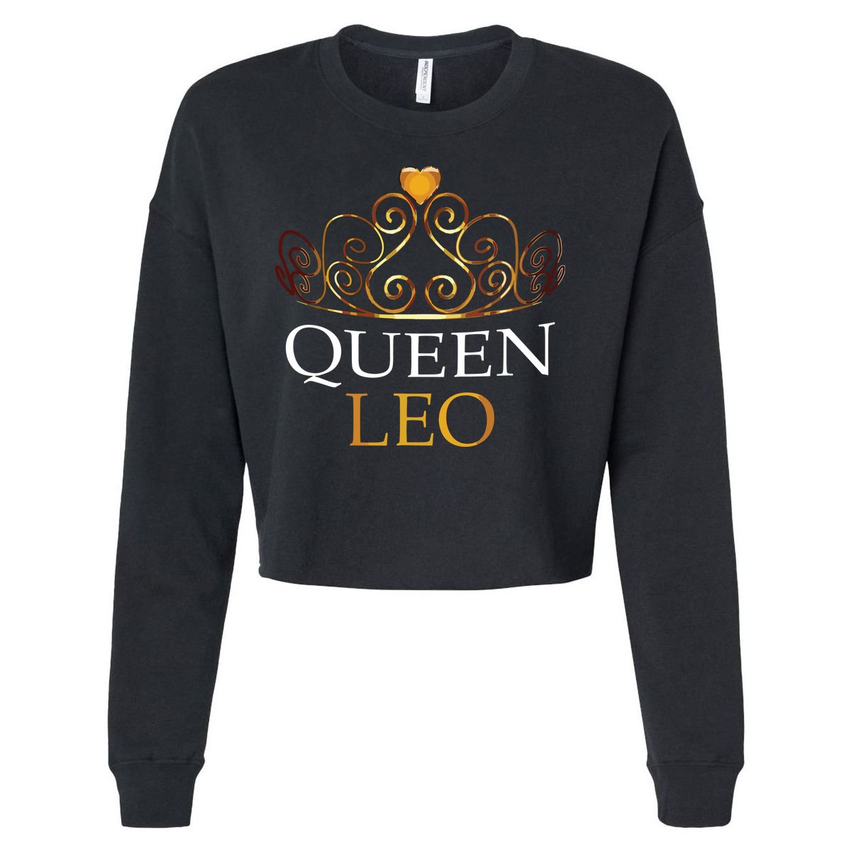 Womens Queen Leo Zodiac Birthday Gift Cropped Pullover Crew