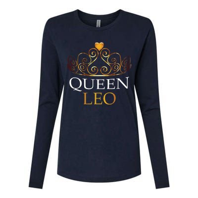 Womens Queen Leo Zodiac Birthday Gift Womens Cotton Relaxed Long Sleeve T-Shirt