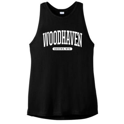 Woodhaven Queens Ny Souvenirs Nyc Borough Woodhaven Queens New York City Ladies PosiCharge Tri-Blend Wicking Tank