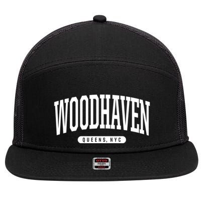 Woodhaven Queens Ny Souvenirs Nyc Borough Woodhaven Queens New York City 7 Panel Mesh Trucker Snapback Hat