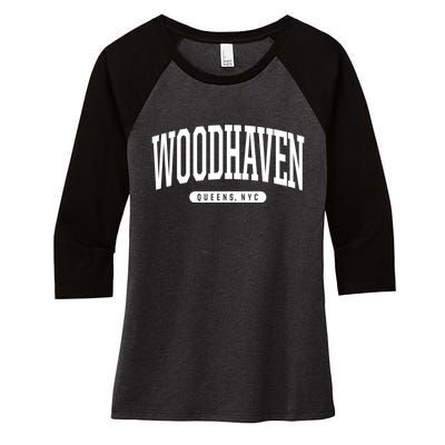 Woodhaven Queens Ny Souvenirs Nyc Borough Woodhaven Queens New York City Women's Tri-Blend 3/4-Sleeve Raglan Shirt