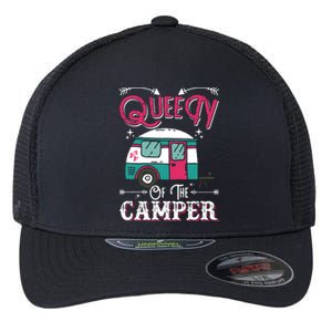 Women Queen Of The Camper Funny Camping Outdoor RV Flexfit Unipanel Trucker Cap