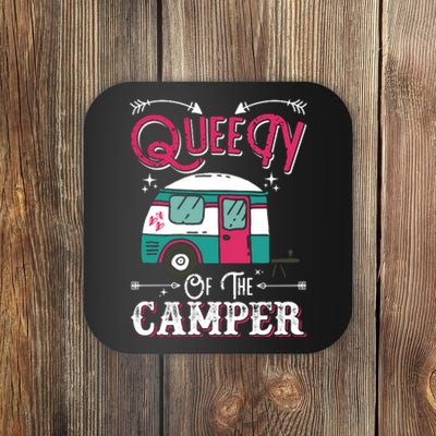 Women Queen Of The Camper Funny Camping Outdoor RV Coaster