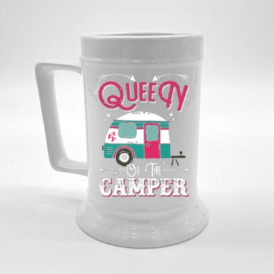 Women Queen Of The Camper Funny Camping Outdoor RV Beer Stein