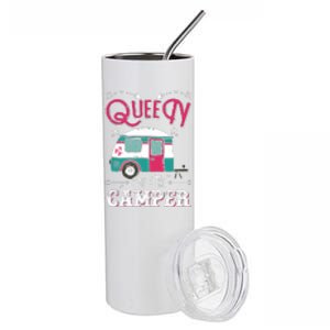 Women Queen Of The Camper Funny Camping Outdoor RV Stainless Steel Tumbler