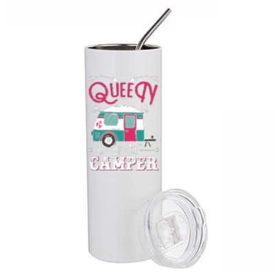 Women Queen Of The Camper Funny Camping Outdoor RV Stainless Steel Tumbler