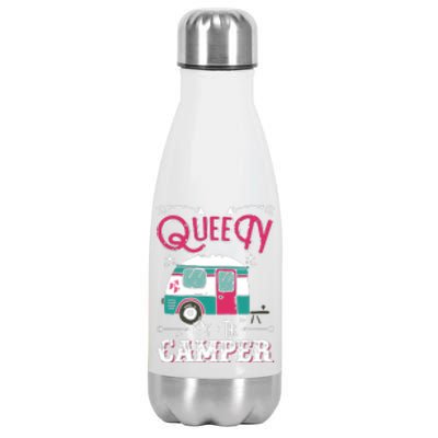 Women Queen Of The Camper Funny Camping Outdoor RV Stainless Steel Insulated Water Bottle