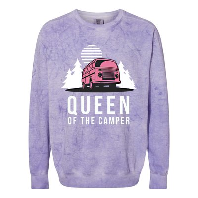 Wo Queen Of The Camper Rv Graphic Gift Cute Mom Camping Cute Gift Colorblast Crewneck Sweatshirt