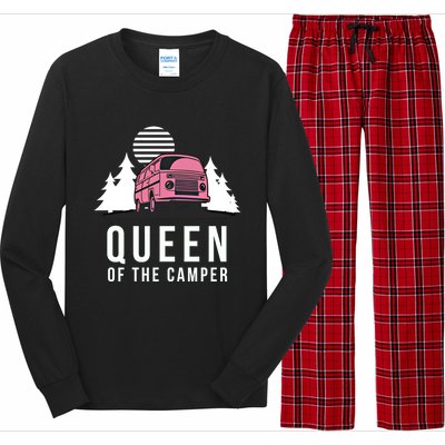 Wo Queen Of The Camper Rv Graphic Gift Cute Mom Camping Cute Gift Long Sleeve Pajama Set