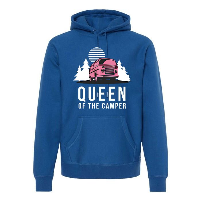 Wo Queen Of The Camper Rv Graphic Gift Cute Mom Camping Cute Gift Premium Hoodie