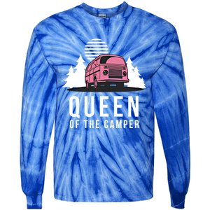 Wo Queen Of The Camper Rv Graphic Gift Cute Mom Camping Cute Gift Tie-Dye Long Sleeve Shirt