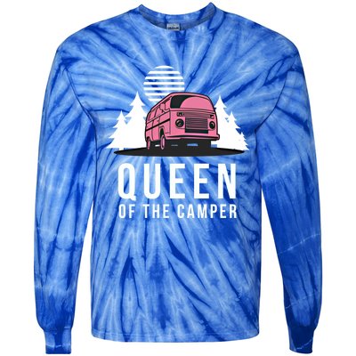 Wo Queen Of The Camper Rv Graphic Gift Cute Mom Camping Cute Gift Tie-Dye Long Sleeve Shirt