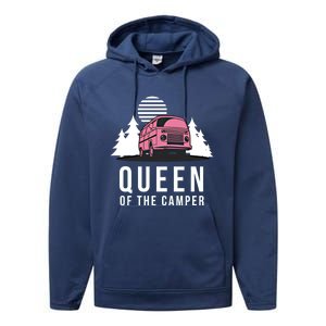 Wo Queen Of The Camper Rv Graphic Gift Cute Mom Camping Cute Gift Performance Fleece Hoodie