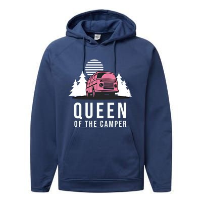 Wo Queen Of The Camper Rv Graphic Gift Cute Mom Camping Cute Gift Performance Fleece Hoodie