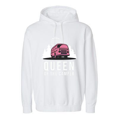 Wo Queen Of The Camper Rv Graphic Gift Cute Mom Camping Cute Gift Garment-Dyed Fleece Hoodie