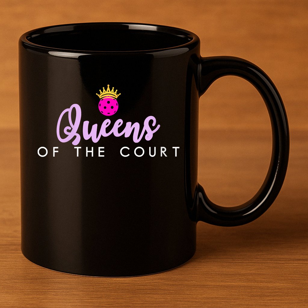 Womens Queens Of The Court Pickleball 11oz C Handle Ceramic Mug