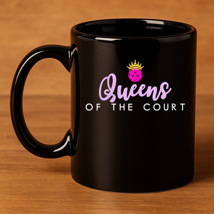 Womens Queens Of The Court Pickleball 11oz C Handle Ceramic Mug