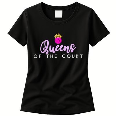 Womens Queens Of The Court Pickleball Womens T-Shirt