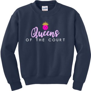 Womens Queens Of The Court Pickleball Kids Sweatshirt