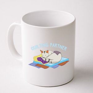 Wo Quilting With Cats Blanket Quilter Sewing Hobby Yarn Cute Gift Coffee Mug