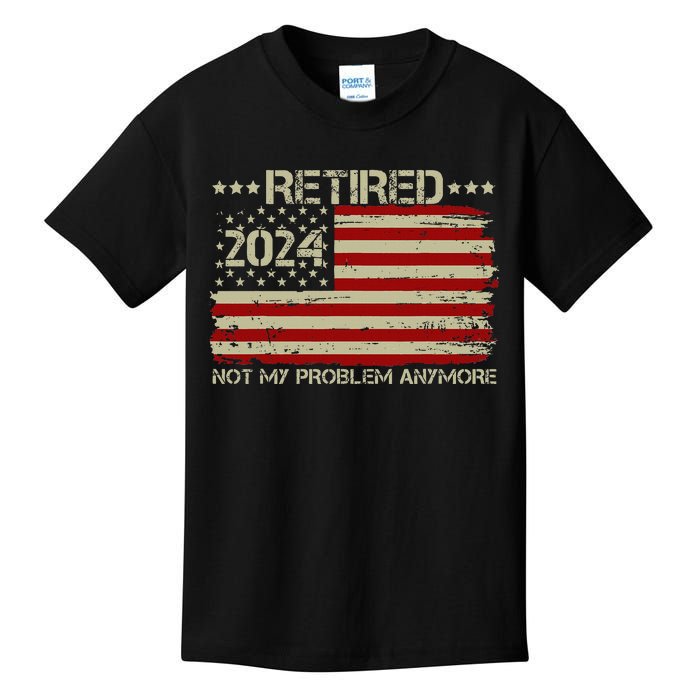 Women Retired 2024 Not My Problem Anymore Retirement Kids T-Shirt