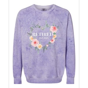 Women Retired 2025 Floral With Flowers For Grandma In Retirement Colorblast Crewneck Sweatshirt