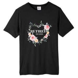 Women Retired 2025 Floral With Flowers For Grandma In Retirement Tall Fusion ChromaSoft Performance T-Shirt