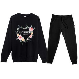 Women Retired 2025 Floral With Flowers For Grandma In Retirement Premium Crewneck Sweatsuit Set