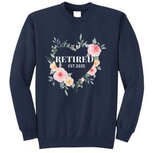 Women Retired 2025 Floral With Flowers For Grandma In Retirement Sweatshirt