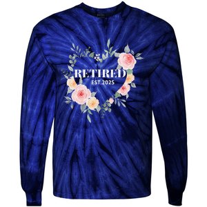 Women Retired 2025 Floral With Flowers For Grandma In Retirement Tie-Dye Long Sleeve Shirt