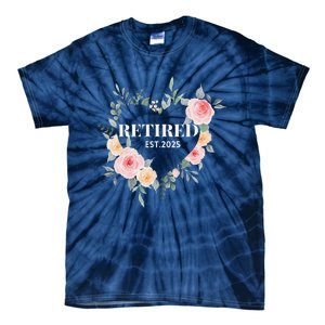 Women Retired 2025 Floral With Flowers For Grandma In Retirement Tie-Dye T-Shirt