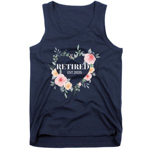 Women Retired 2025 Floral With Flowers For Grandma In Retirement Tank Top