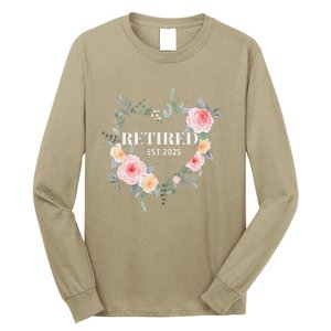 Women Retired 2025 Floral With Flowers For Grandma In Retirement Long Sleeve Shirt