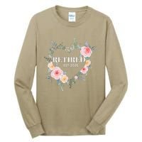 Women Retired 2025 Floral With Flowers For Grandma In Retirement Tall Long Sleeve T-Shirt