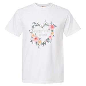 Women Retired 2025 Floral With Flowers For Grandma In Retirement Garment-Dyed Heavyweight T-Shirt