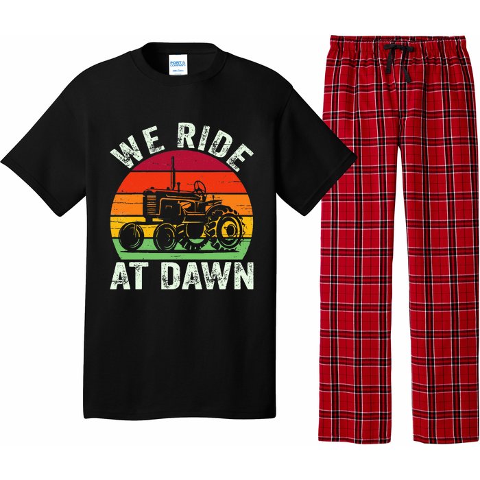 We Ride At Dawn Lawn Mower Farmer Dad Tractor Yard Work Pajama Set