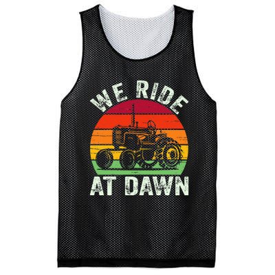 We Ride At Dawn Lawn Mower Farmer Dad Tractor Yard Work Mesh Reversible Basketball Jersey Tank