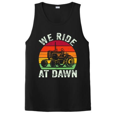 We Ride At Dawn Lawn Mower Farmer Dad Tractor Yard Work PosiCharge Competitor Tank